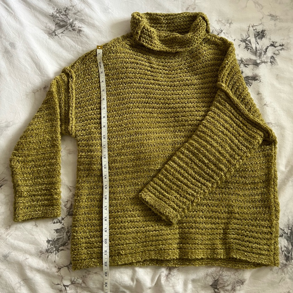 Aerie Cowel Neck Knit Sweater - Green - Small